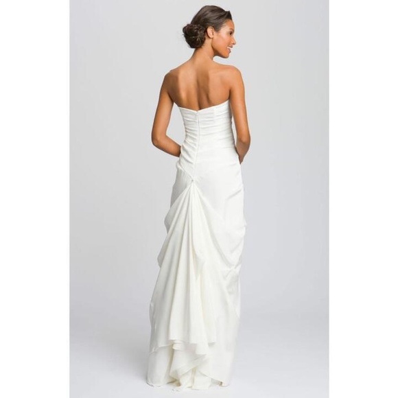 NICOLE MILLER SILK STRAPLESS RUCHED BRIDAL WEDDING GOWN DRESS $1265 FP0001 - Picture 6 of 11